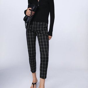 ZARA Jogger Waist Plaid Pants XS NWOT
